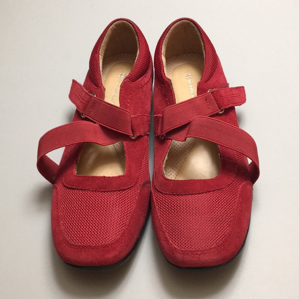 Naturalizer Red  Leather Buckle Flats Sz 9M